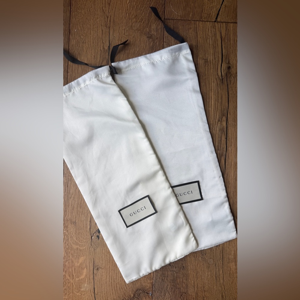 Authentic Gucci Shoe Dust Bags Set of White Drawstring Storage Bags